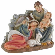 Nativity group in resin with reclining Madonna 14x7.5x11.6 cm h