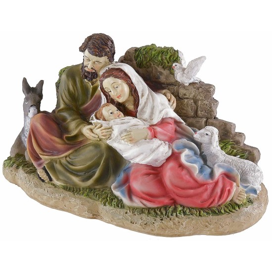 Grupo Natividad en resina con oveja y asno cm 26,5x13x17 h