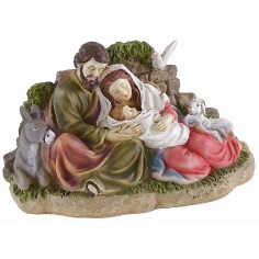 Grupo Natividad en resina con oveja y asno cm 26,5x13x17 h