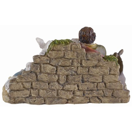 Nativity group in resin with sheep and donkey 26.5x13x17 cm h