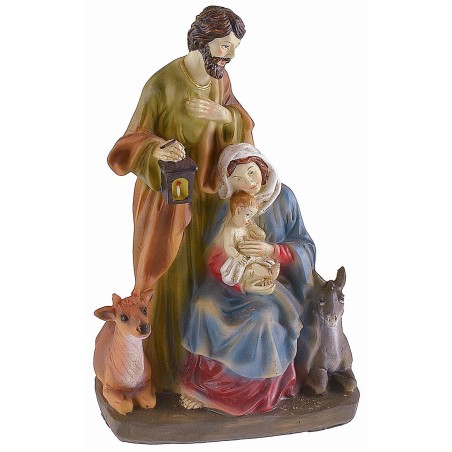 Natividad de resina con buey y burro de 13x9x20,5 cm h