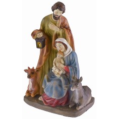 Resin nativity scene with ox and donkey 13x9x20.5 cm h