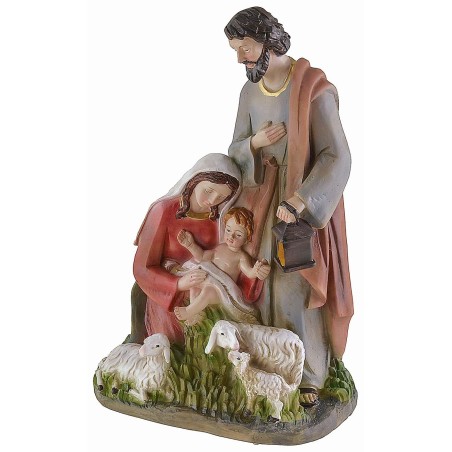 Natividad de resina con ovejas de 14,5x9x22,5 cm h ovejas.
