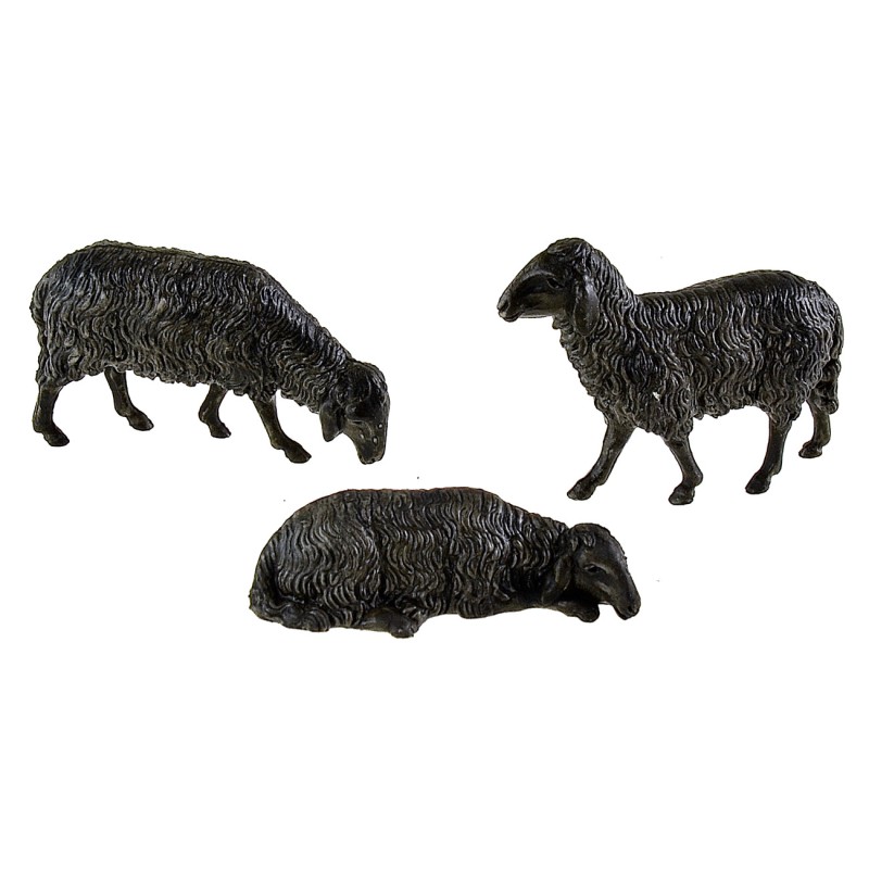 Set 3 pecore nere Landi Moranduzzo per statue 10 cm