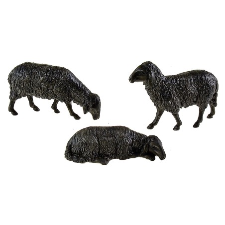 Set of 3 Landi Moranduzzo black sheep for 10 cm statues