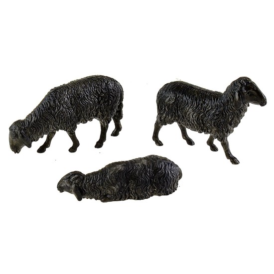 Set 3 pecore nere Landi Moranduzzo per statue 10 cm