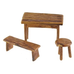 Mesa con banco y taburete Landi Moranduzzo para figuritas de 10