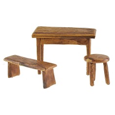 Tavolo con panca e sgabello Landi Moranduzzo per statuine 10 cm 2