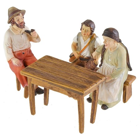 Tavolo con panca e sgabello Landi Moranduzzo per statuine 10 cm