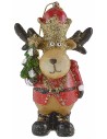 Appendino renna con cappello rosso in resina cm 9,3 h renna