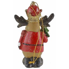 Adorno de reno con sombrero rojo en resina de 9,3 cm de altura 2
