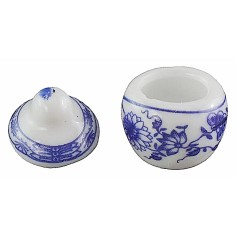 Vasetto con coperchio in ceramica h 2,2 cm minuterie presepe 2