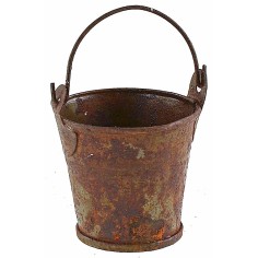 Secchio in metallo arrugginito h 4 con manico h 6,7 cm metallo
