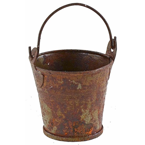 Secchio in metallo arrugginito h 4 con manico h 6,7 cm