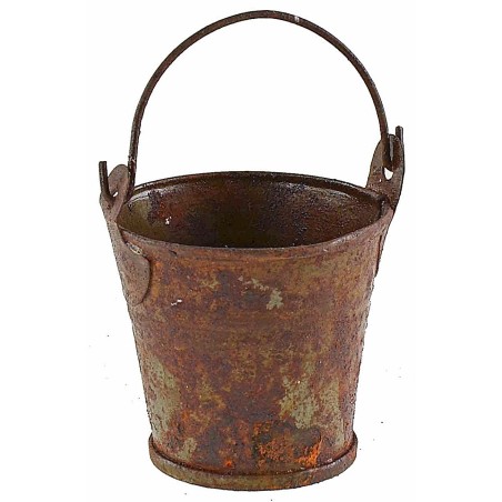 Secchio in metallo arrugginito h 4 con manico h 6,7 cm