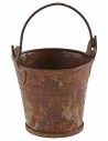 Secchio in metallo arrugginito h 4 con manico h 6,7 cm metallo