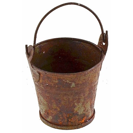 Cubo de metal oxidado h 4 con asa h 6,7 cm metal.