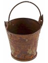 Secchio in metallo arrugginito h 4 con manico h 6,7 cm metallo