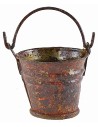 Secchio in metallo arrugginito h 2,8 cm con manico h 4,5 cm