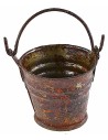 Secchio in metallo arrugginito h 2,8 cm con manico h 4,5 cm