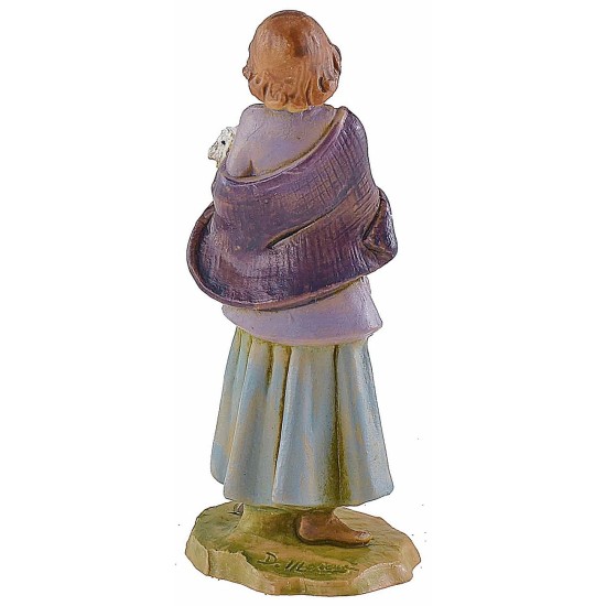 Pastorella con agnello in braccio 9,5 cm Fontanini base