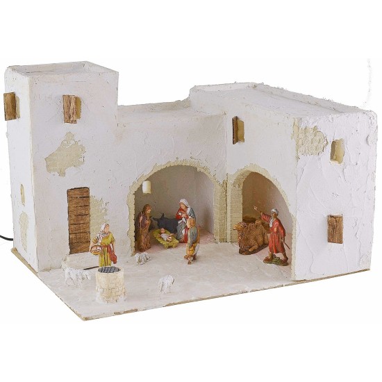 Presepe arabo illuminato completo di statuine cm 40,5x31x26,5 h