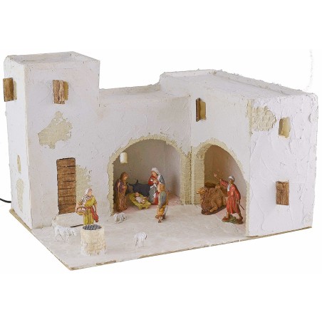 Pesebre árabe iluminado completo con figuritas de 40,5x31x26,5 cm de altura