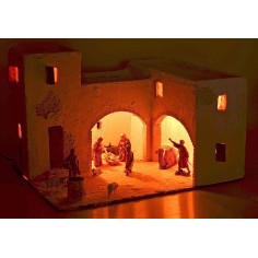 Illuminated Arabic nativity scene complete with figurines 2