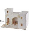 Illuminated Arabic nativity scene complete with figurines