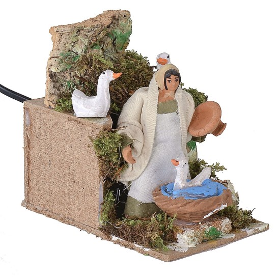 Peasant woman with moving geese 10 cm