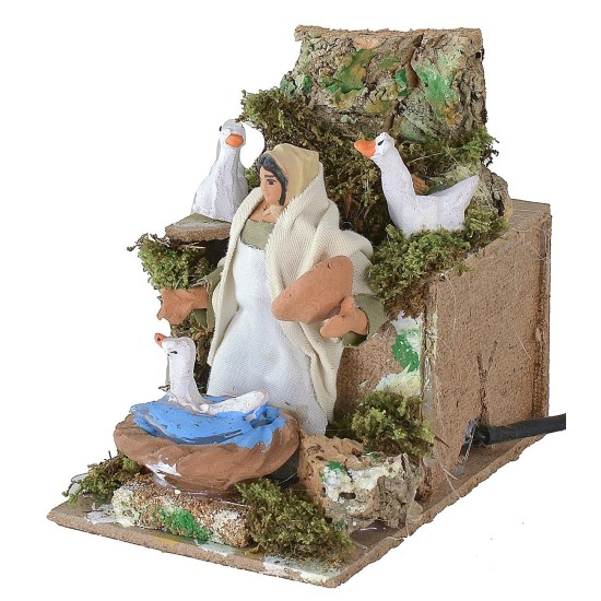 Peasant woman with moving geese 10 cm