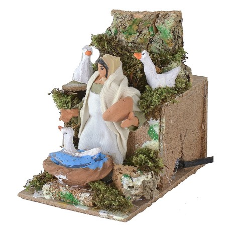 Peasant woman with moving geese 10 cm