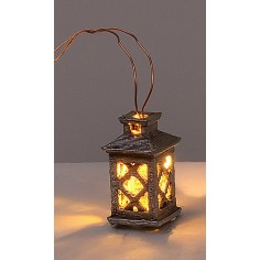 Lanterna grande lavorata con led giallo 3 Volt cm 2,1 h 2