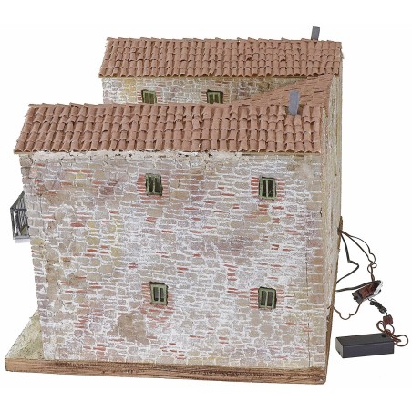 Casita enlucida con horno funcional iluminado de 50x40x35 cm.