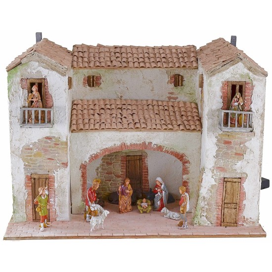 Casale stuccato con fuoco funzionante illuminato completo di