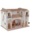 Casita de estuco con fuego funcionando iluminado completo con