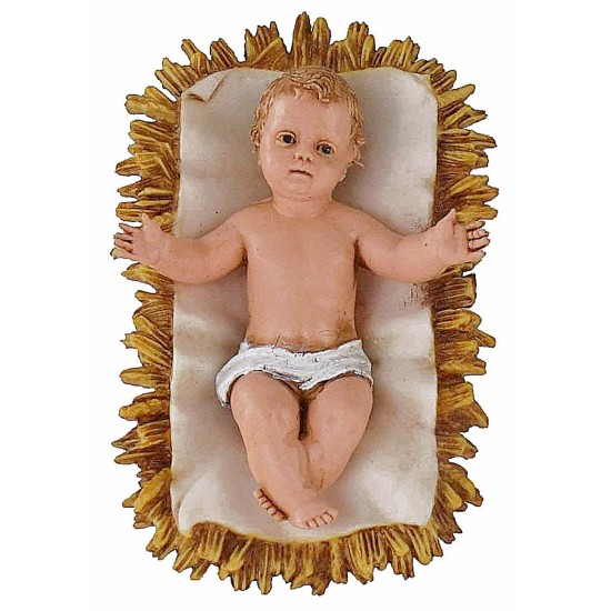 Baby Jesus with cradle 12 cm series Landi Moranduzzo