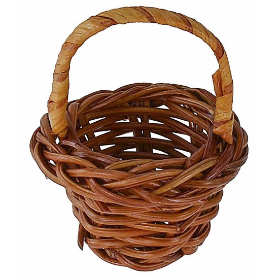 Wicker basket with handle, diameter 5x6.2 cm, nativity scene accessories