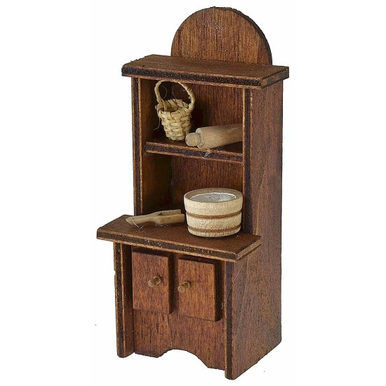 Aparador de madera con herrajes de 5,6x4,6x12,5 cm de altura.