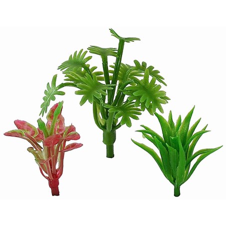 Conjunto de 3 arbustos sin base de 3-4-6 cm planta florecida, planta