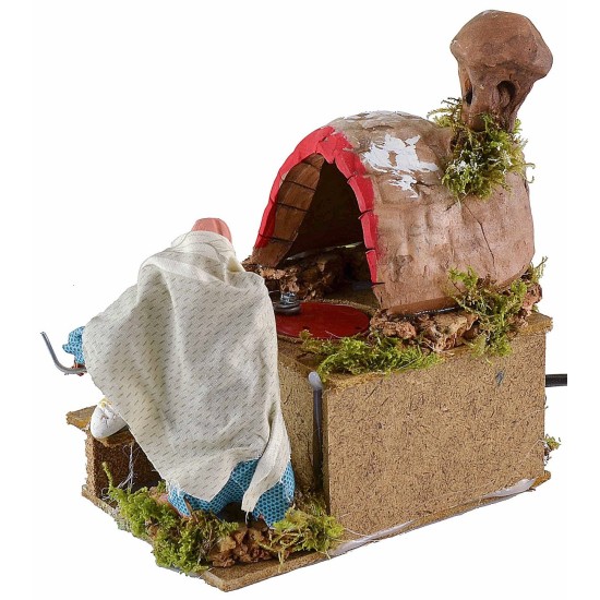 Fornaia in movimento con luce fuoco Mondo Presepi