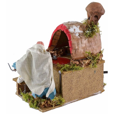 Fornaia in movimento con luce fuoco Mondo Presepi