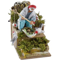 Pescador de terracota con movimiento