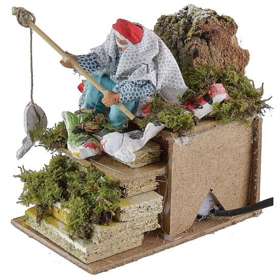 Terracotta fisherman with movement