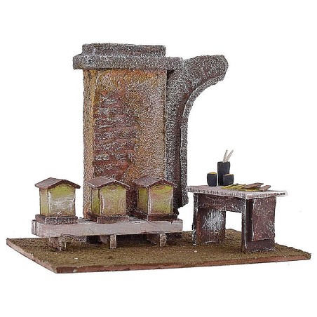 Apiario con colmenas para belén de 24x17,5x19,5 cm de alto para figuras de 12 cm.