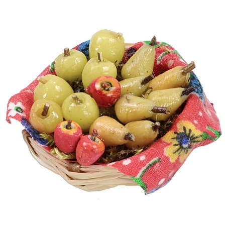 Wicker basket with assorted fruit in wax ø 4,5x2,2 h cm