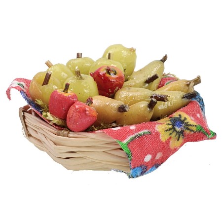 Cesto di vimini con frutta assortita in cera ø 4,5x2,2 h cm