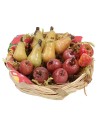 Cesta de mimbre con frutas surtidas de cera ø 4,5x2,2 h cm