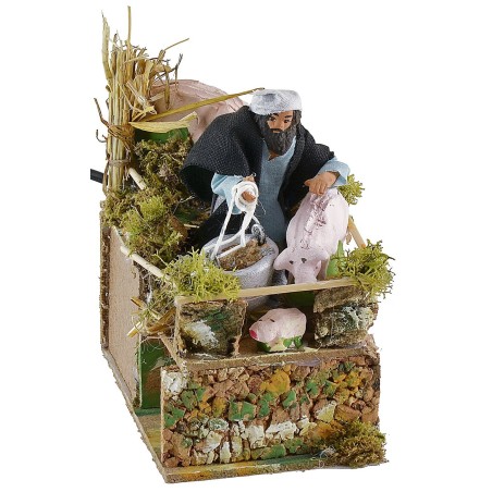 Pig farmer moving 10 cm