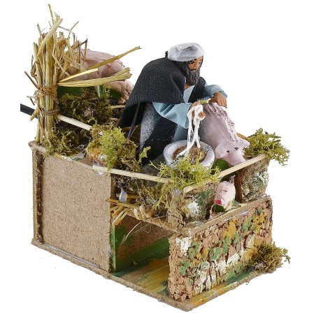 Pig farmer moving 10 cm